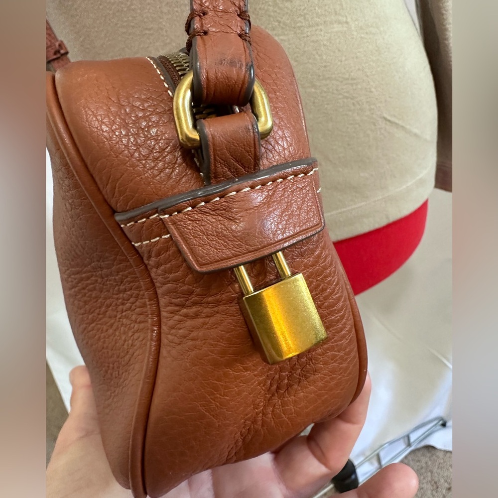 J. Crew ‘Signet’ Leather Crossbody Purse in Saddle Lock & Key - Picture 7 of 16